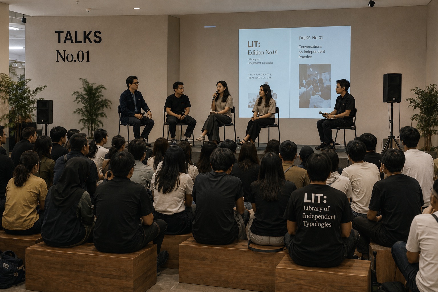 A panel conversation with an attentive audience