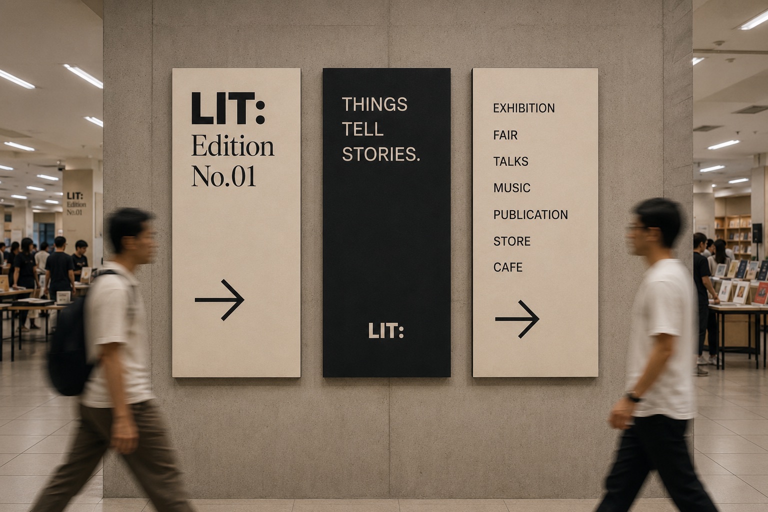 LIT wayfinding in a busy fair hall